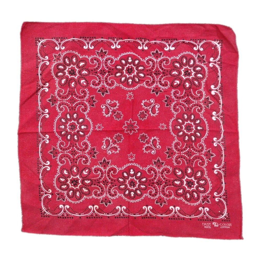 Vtg 50s 60s Elephant Trunk Up Bandana Indigo Red Selvedge Cotton Workwear #1844